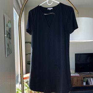 Cute black mini with triangle cutout neck